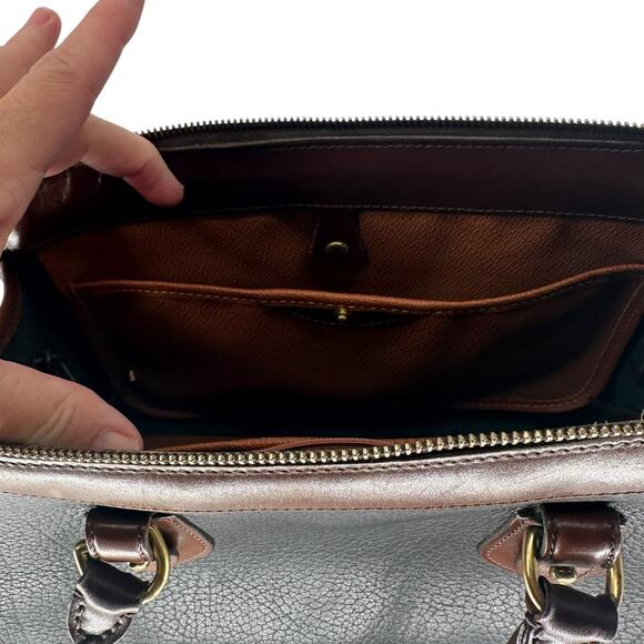 Dooney & Bourke Leather Black & Brown Satchel Crossbody Hand Bag - Picture 10 of 11